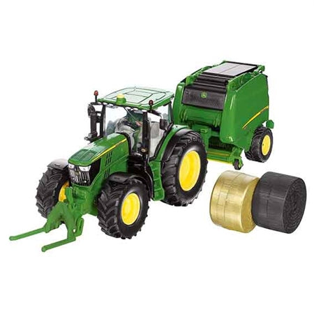 1:32 JOHN DEERE 6175R TRACTOR WITH ROUND BALER