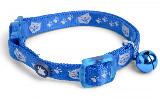 BLUE REFLECTIVE FACE CAT COLLAR