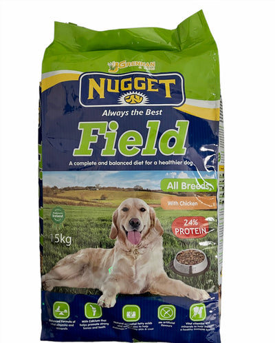2 BAGS OF NUGGET FIELD DOGFOOD