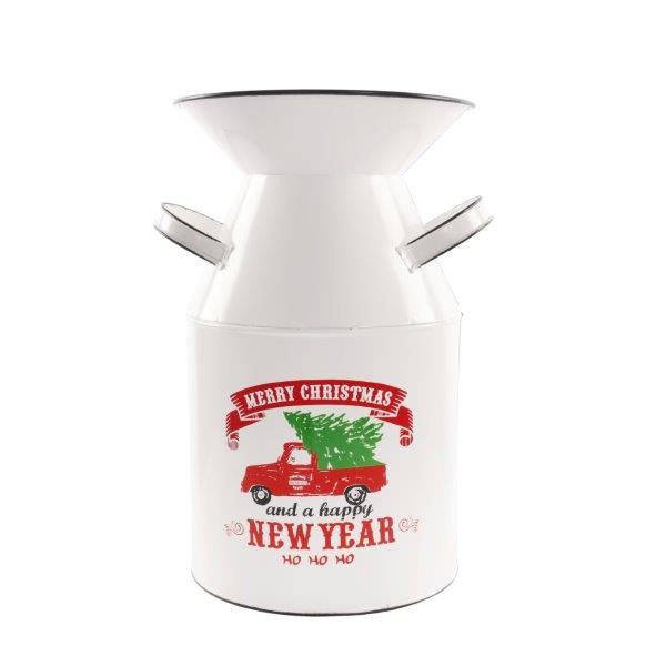 30CM METAL CHRISTMAS MILK CHURN PLANTER