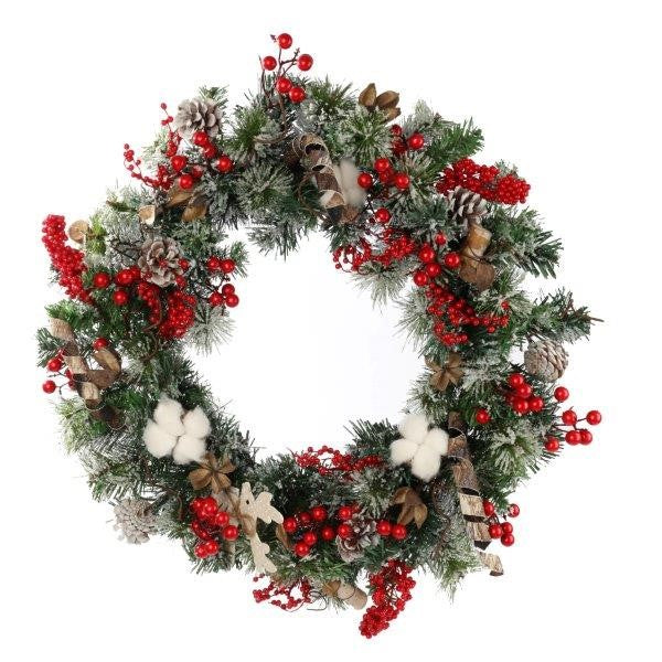 WREATH AND GARLAND WITH BERRIES AND DEER