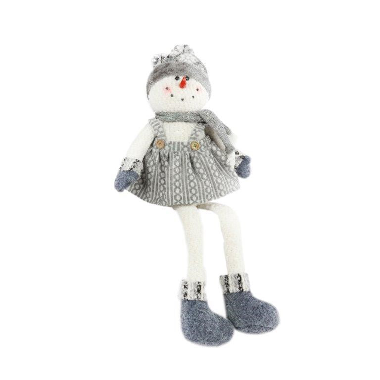 SILVER/GREY SITTING SNOWLMAN/LADY