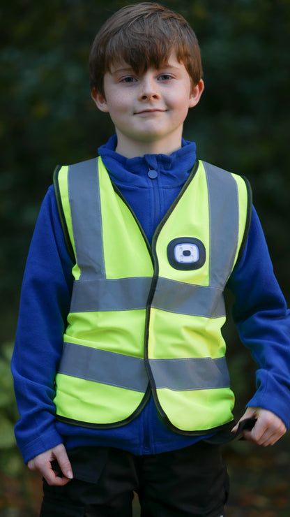 Hi Vis Kids Vest & LED Yellow