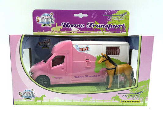 KIDS GLOBE PINK DIE CAST HORSE TRUCK W/ LIGHT & SOUND