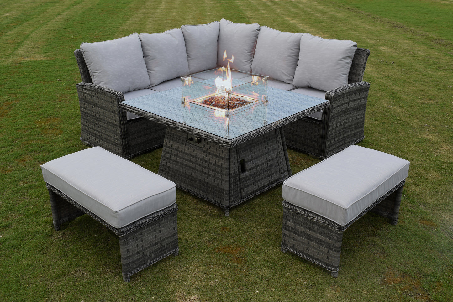 AMALFI CASUAL FIREPIT SET - DARK GREY