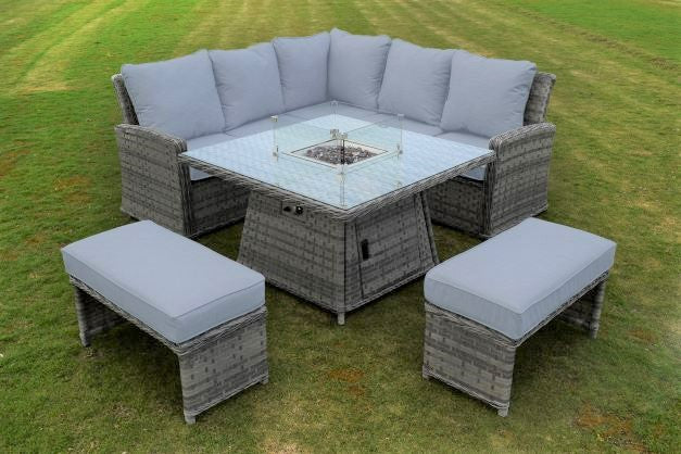 AMALFI CASUAL FIREPIT SET - DARK GREY