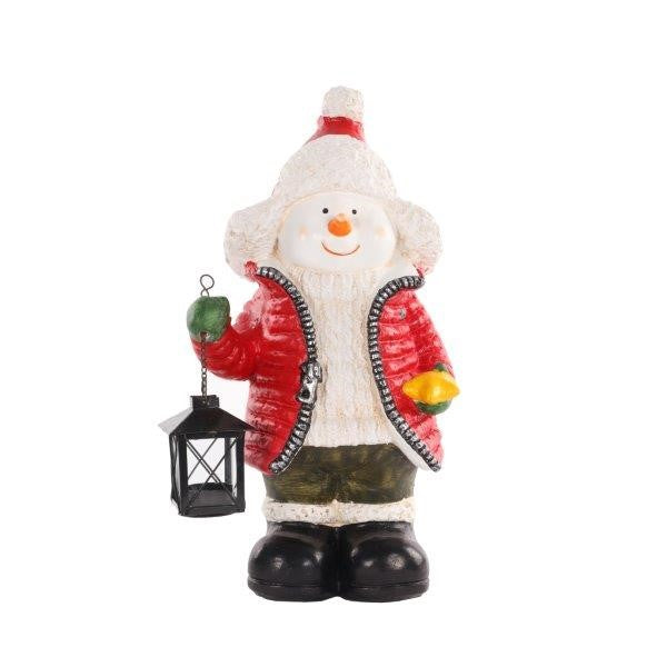 RED SNOWMAN WITH LANTERN