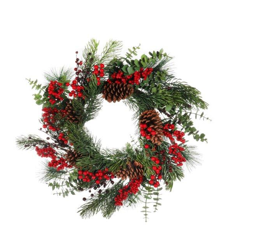 WREATH AND GARLAND WITH BERRIES, CONES AND SPRUCES