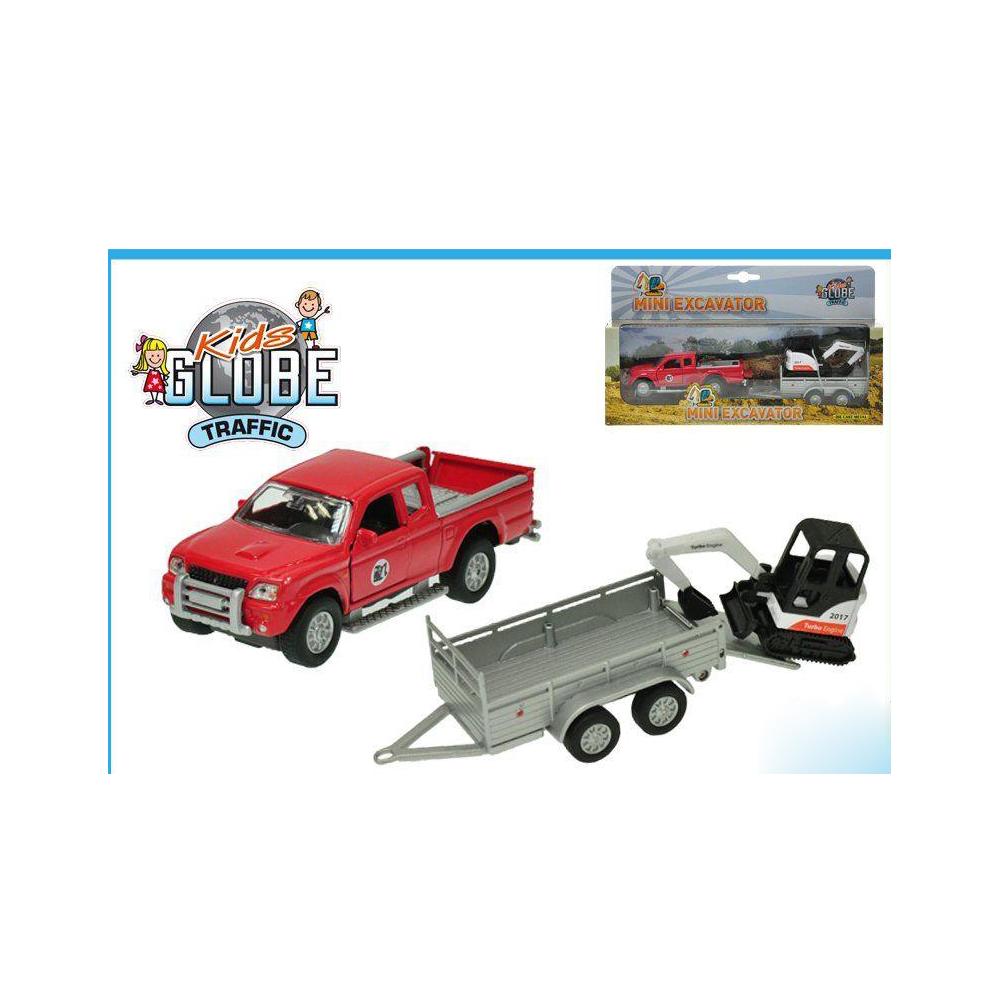 KIDS GLOBE DIE CAST PAJERO WITH MINI EXCAVATOR